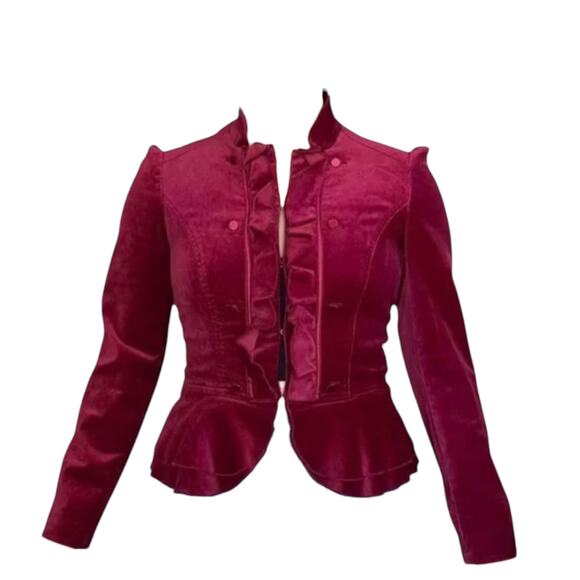 White House Black Market Velvet Women's size 12 Vampire Witchy Peplum Jacket - Picture 2 of 12